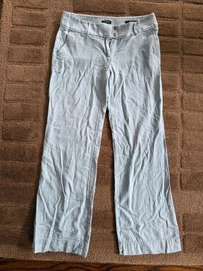 LOFT Light Blue Women's Linen-Blend Trousers